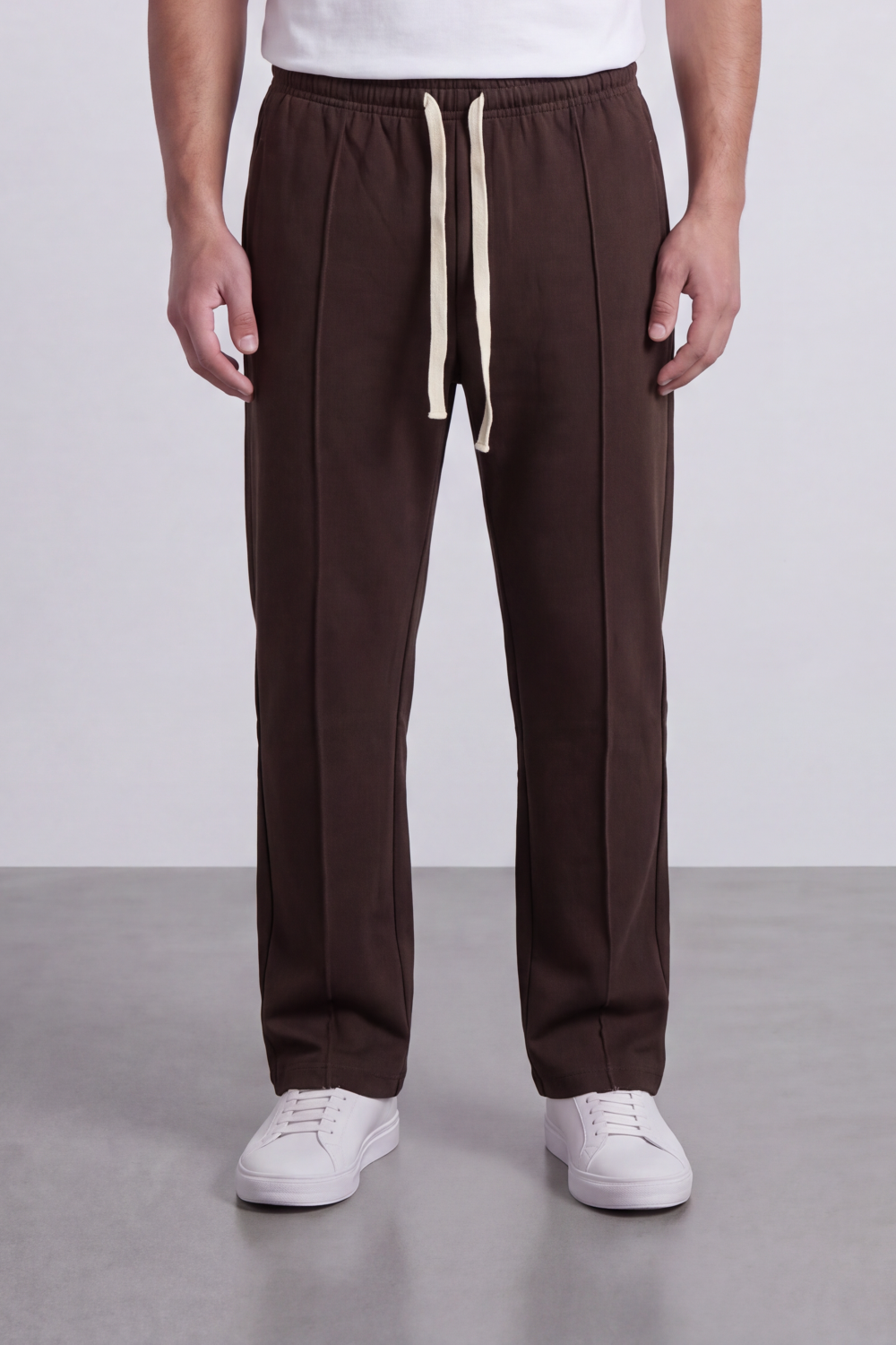 Men's Tomato Store Soft Interlock Track Sweatpants Elastic Drawstring Waist Front Pintuck Detail Oversize