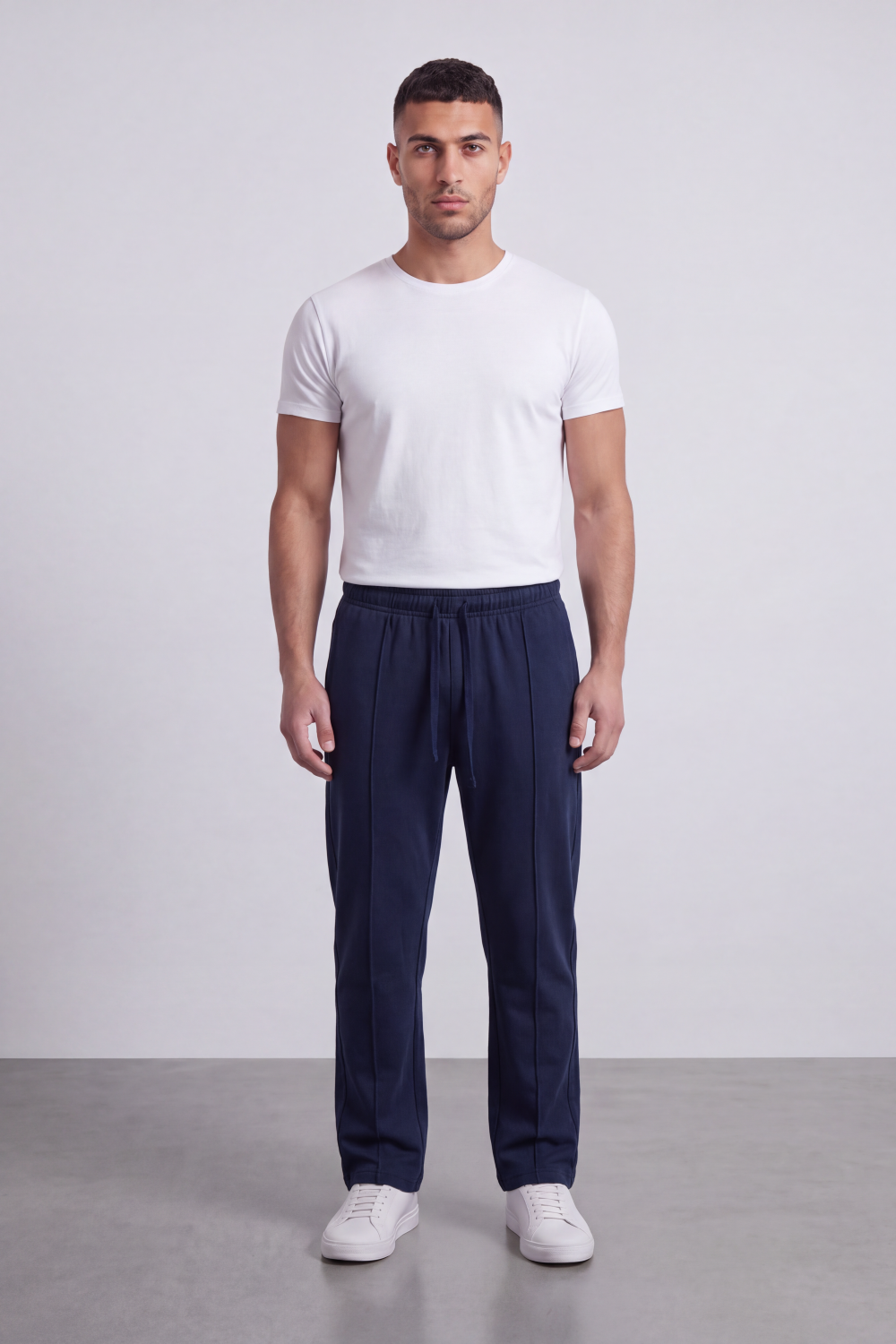 Men's Tomato Store Soft Interlock Track Sweatpants Elastic Drawstring Waist Front Pintuck Detail Oversize