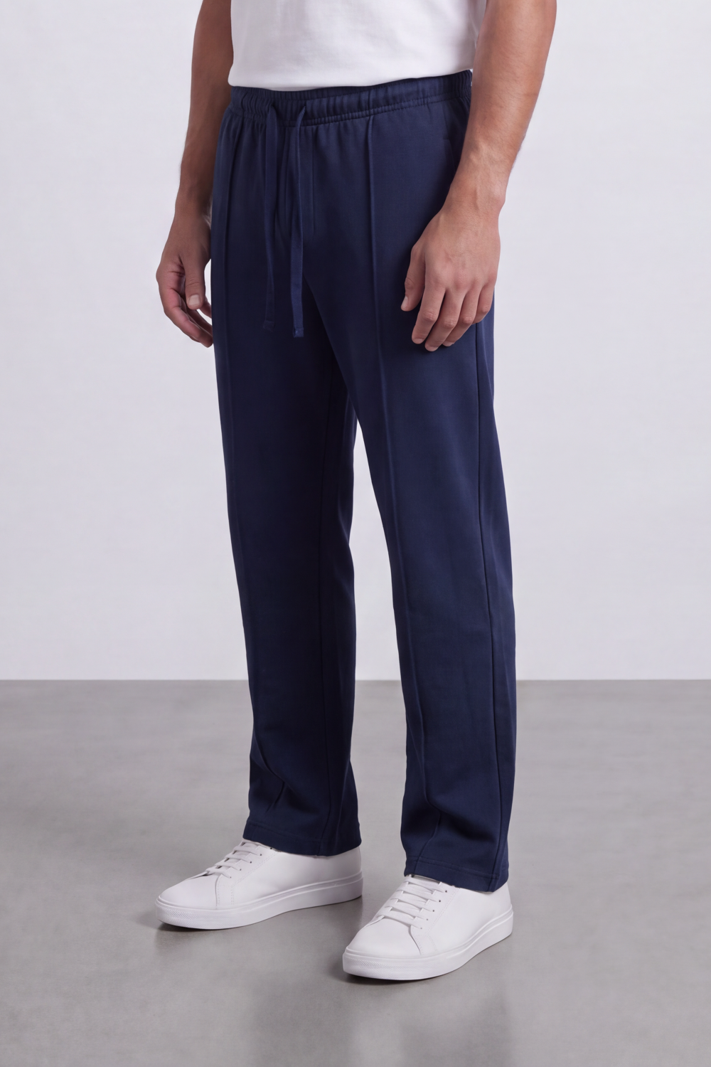 Men's Tomato Store Soft Interlock Track Sweatpants Elastic Drawstring Waist Front Pintuck Detail Oversize