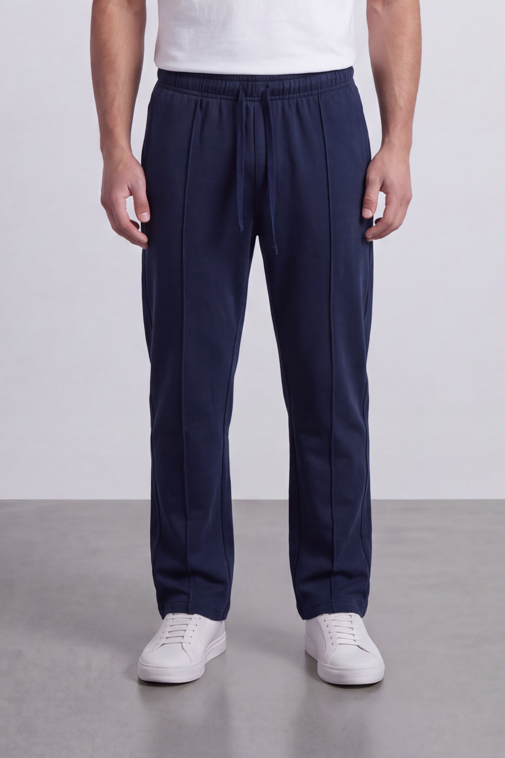 Men's Tomato Store Soft Interlock Track Sweatpants Elastic Drawstring Waist Front Pintuck Detail Oversize