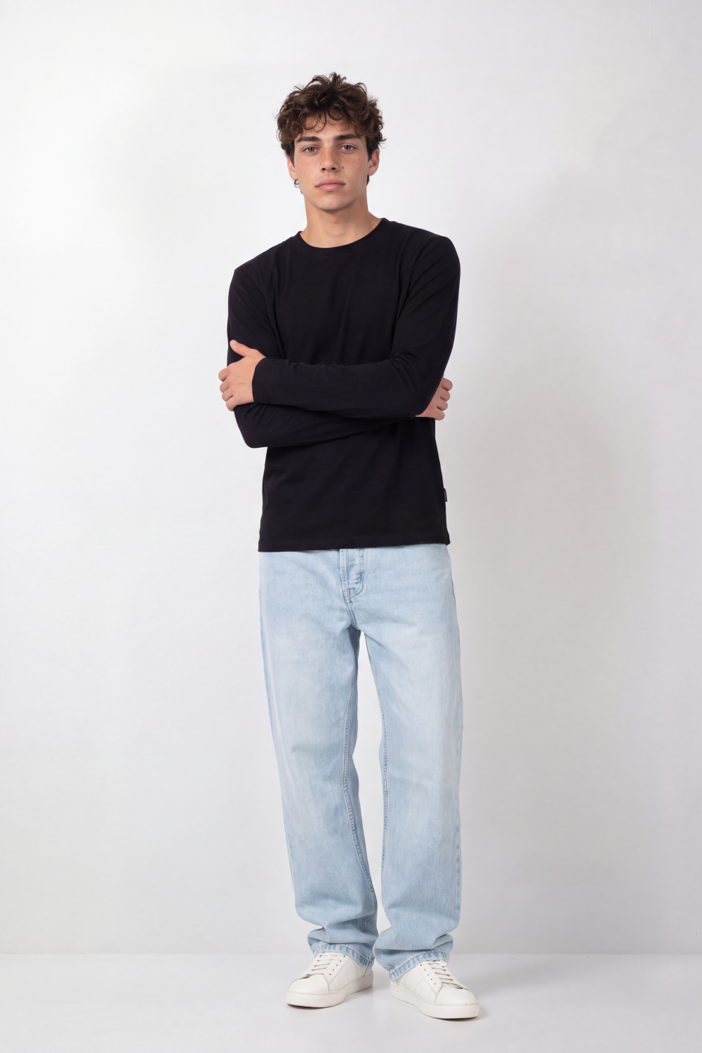 Men's Tomato Store Winter Soft Cotton T-Shirt Round Neck Long Sleeve Clean Minimal Design Slim Fit
