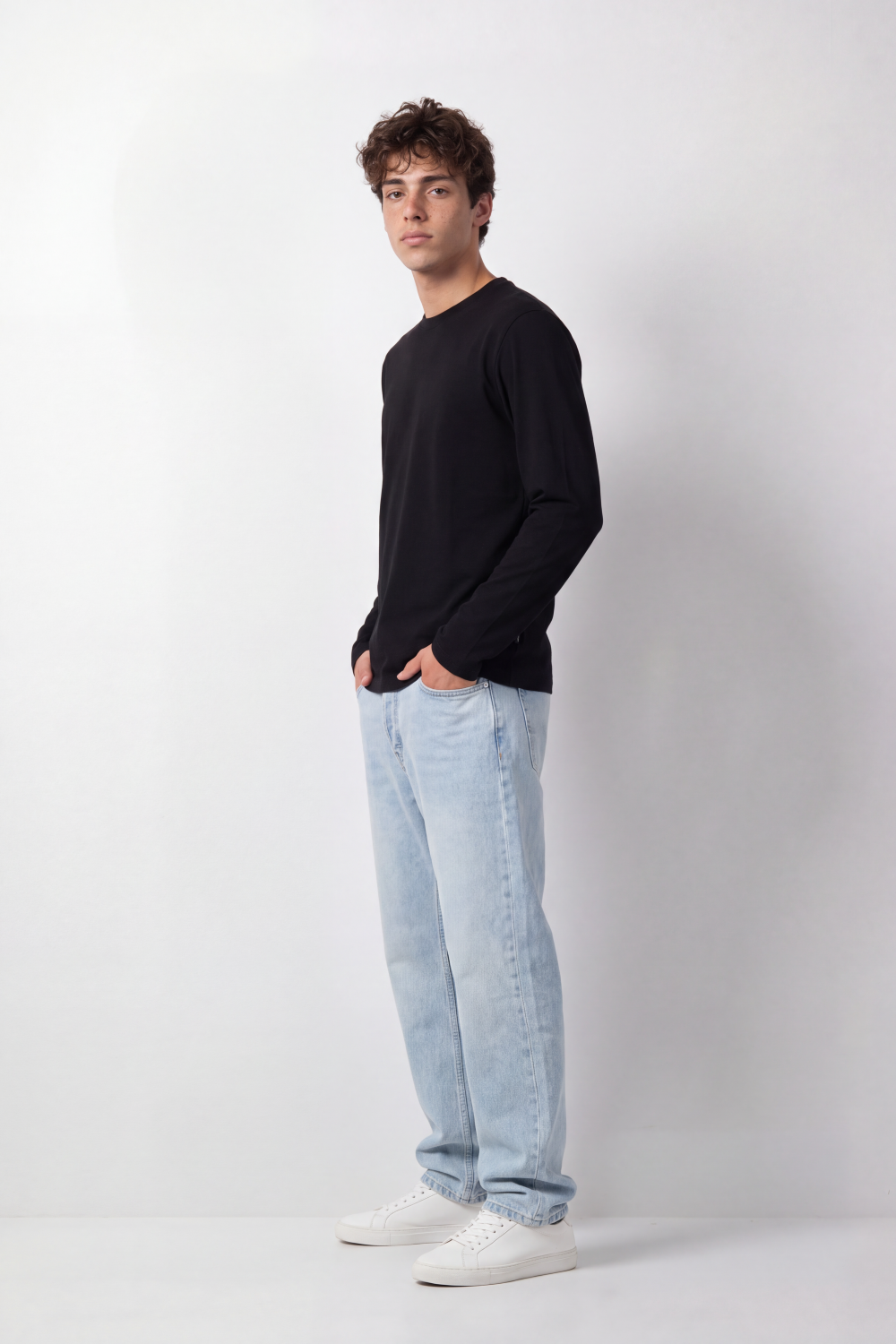 Men's Tomato Store Winter Soft Cotton T-Shirt Round Neck Long Sleeve Clean Minimal Design Slim Fit