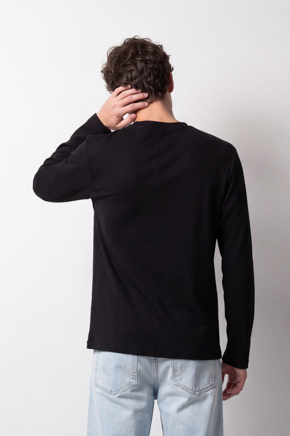 Men's Tomato Store Winter Soft Cotton T-Shirt Round Neck Long Sleeve Clean Minimal Design Slim Fit