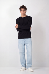 Men's Tomato Store Winter Soft Cotton T-Shirt Round Neck Long Sleeve Clean Minimal Design Slim Fit