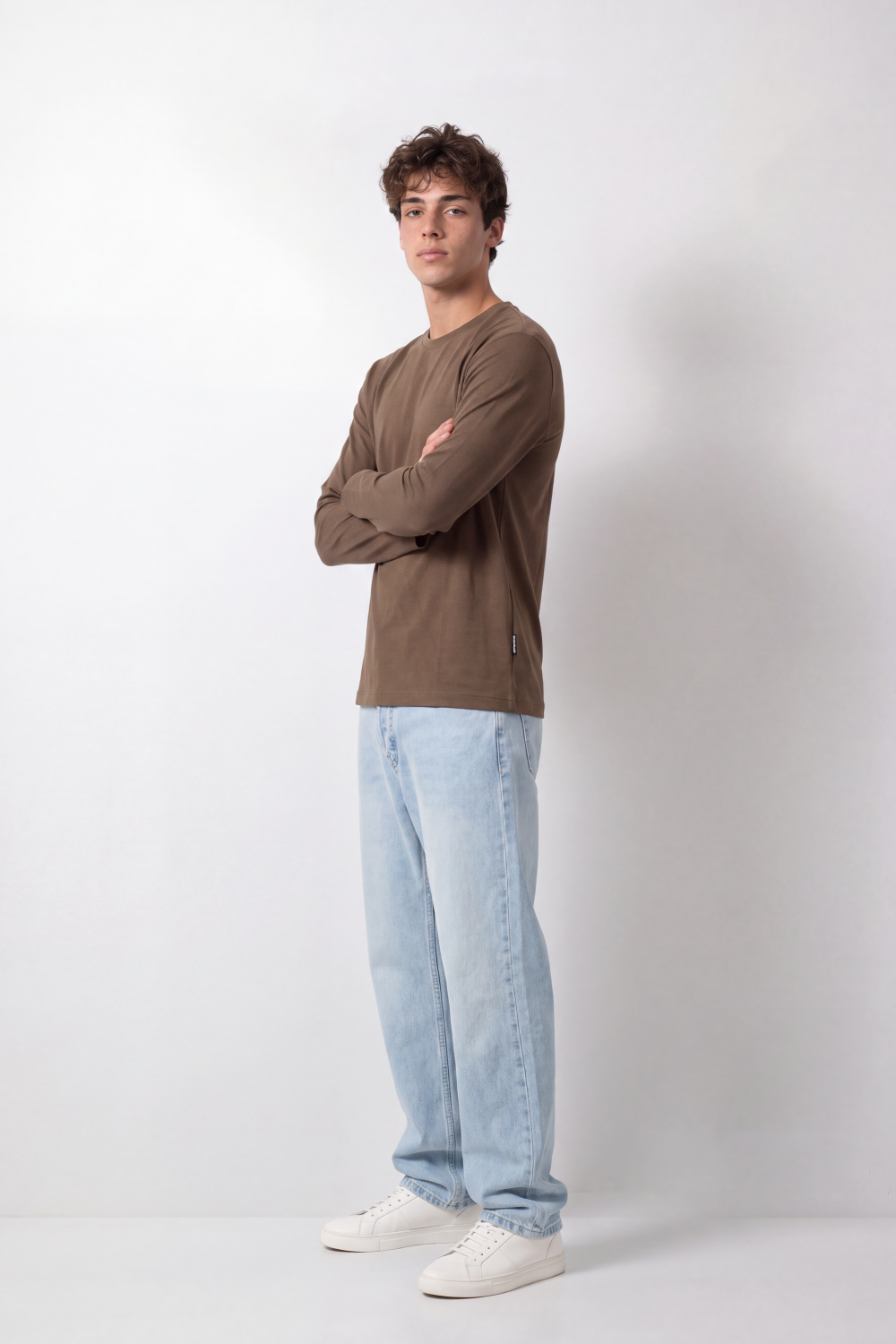 Men's Tomato Store Winter Soft Cotton T-Shirt Round Neck Long Sleeve Clean Minimal Design Slim Fit