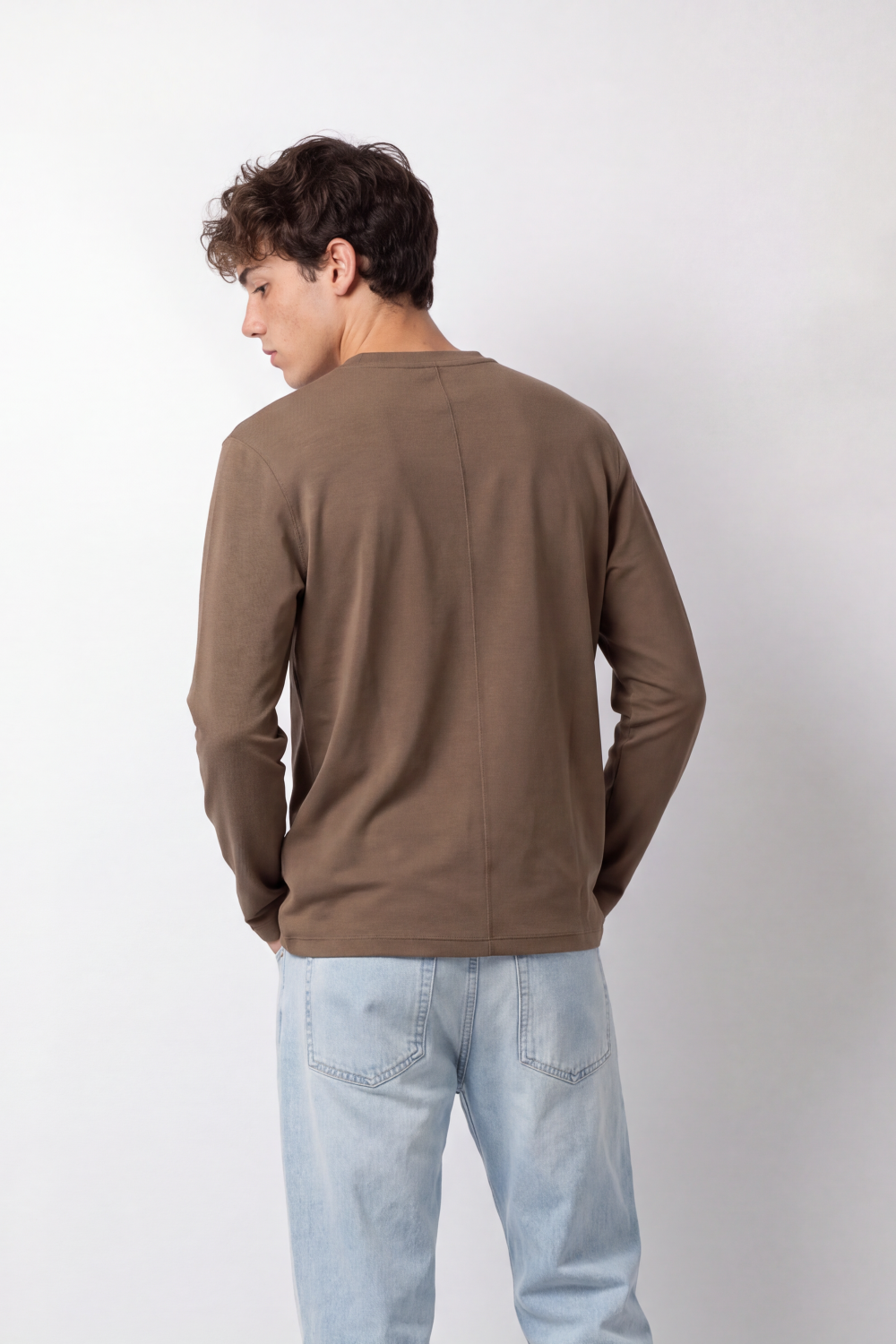 Men's Tomato Store Winter Soft Cotton T-Shirt Round Neck Long Sleeve Clean Minimal Design Slim Fit