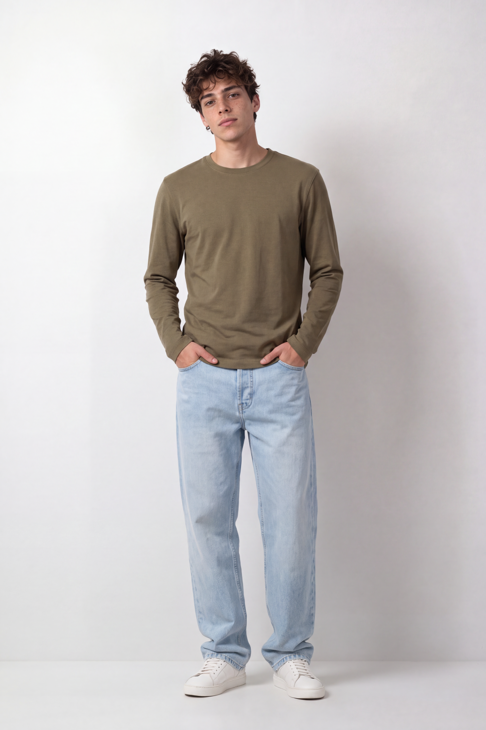 Men's Tomato Store Winter Soft Cotton T-Shirt Round Neck Long Sleeve Clean Minimal Design Slim Fit
