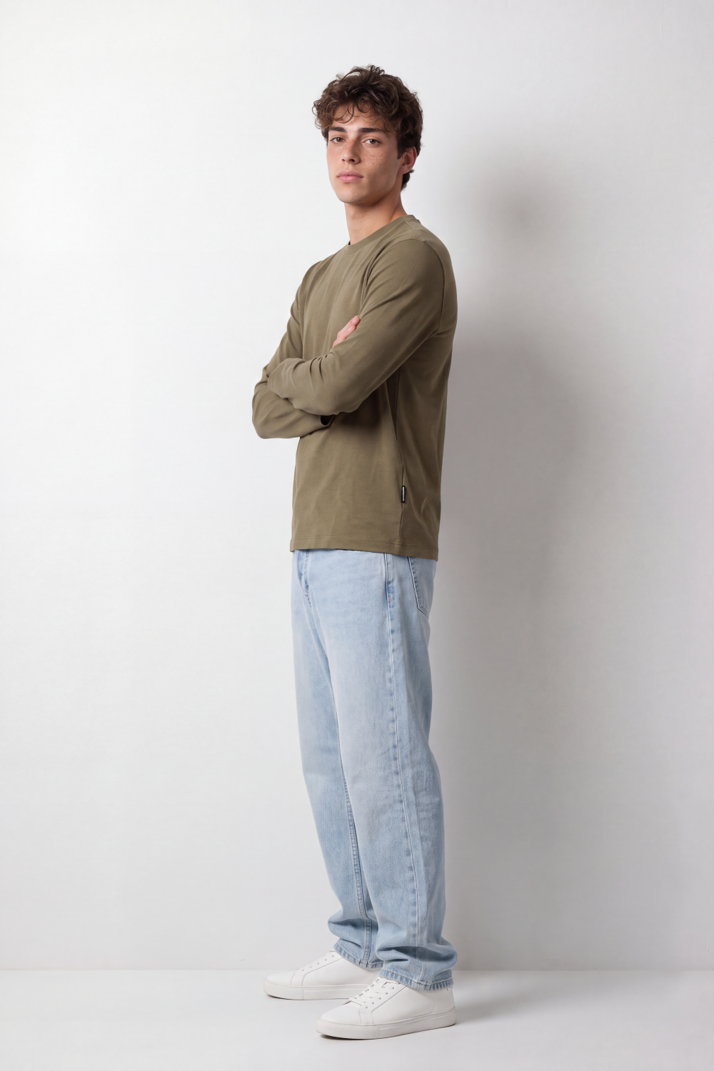 Men's Tomato Store Winter Soft Cotton T-Shirt Round Neck Long Sleeve Clean Minimal Design Slim Fit
