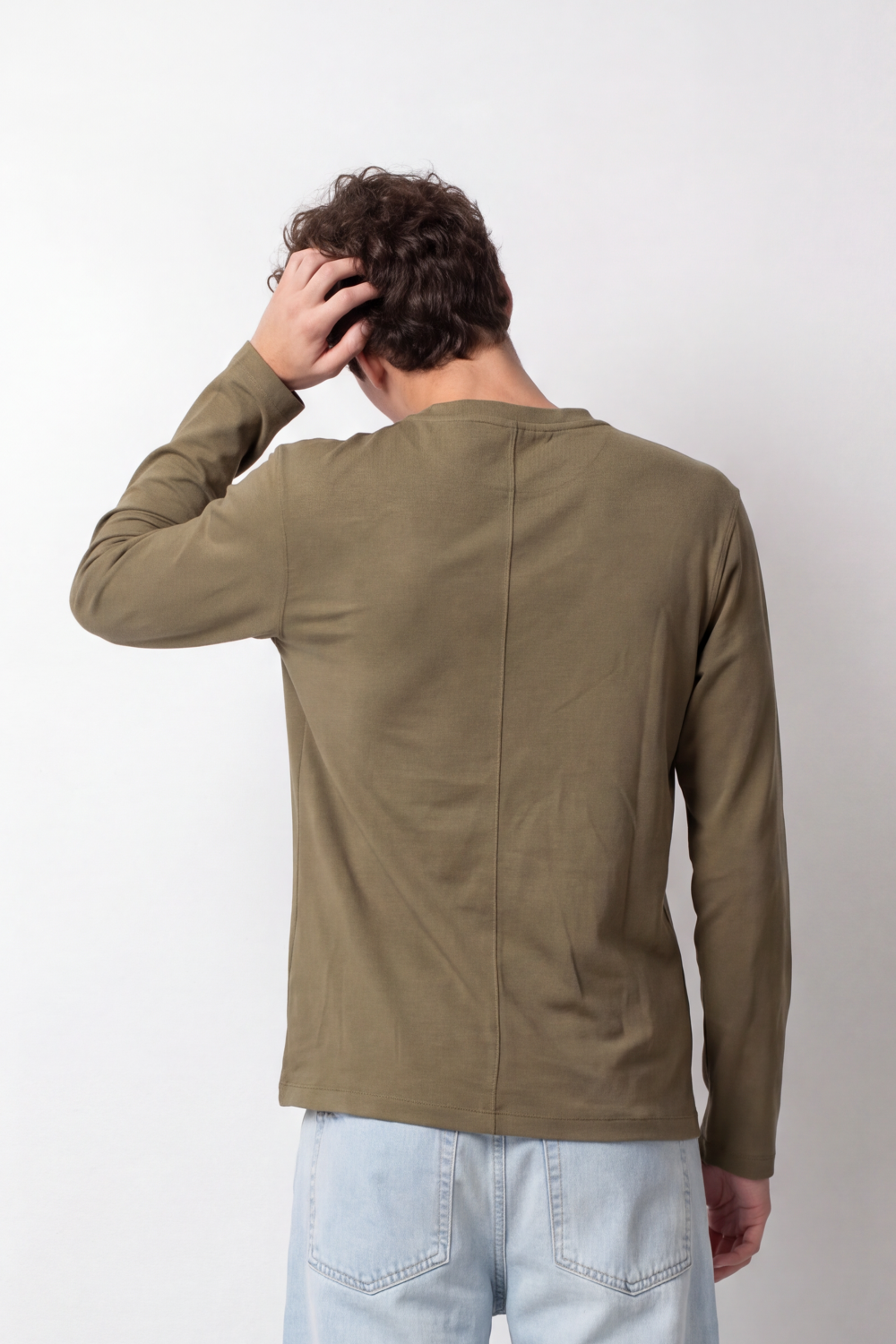 Men's Tomato Store Winter Soft Cotton T-Shirt Round Neck Long Sleeve Clean Minimal Design Slim Fit
