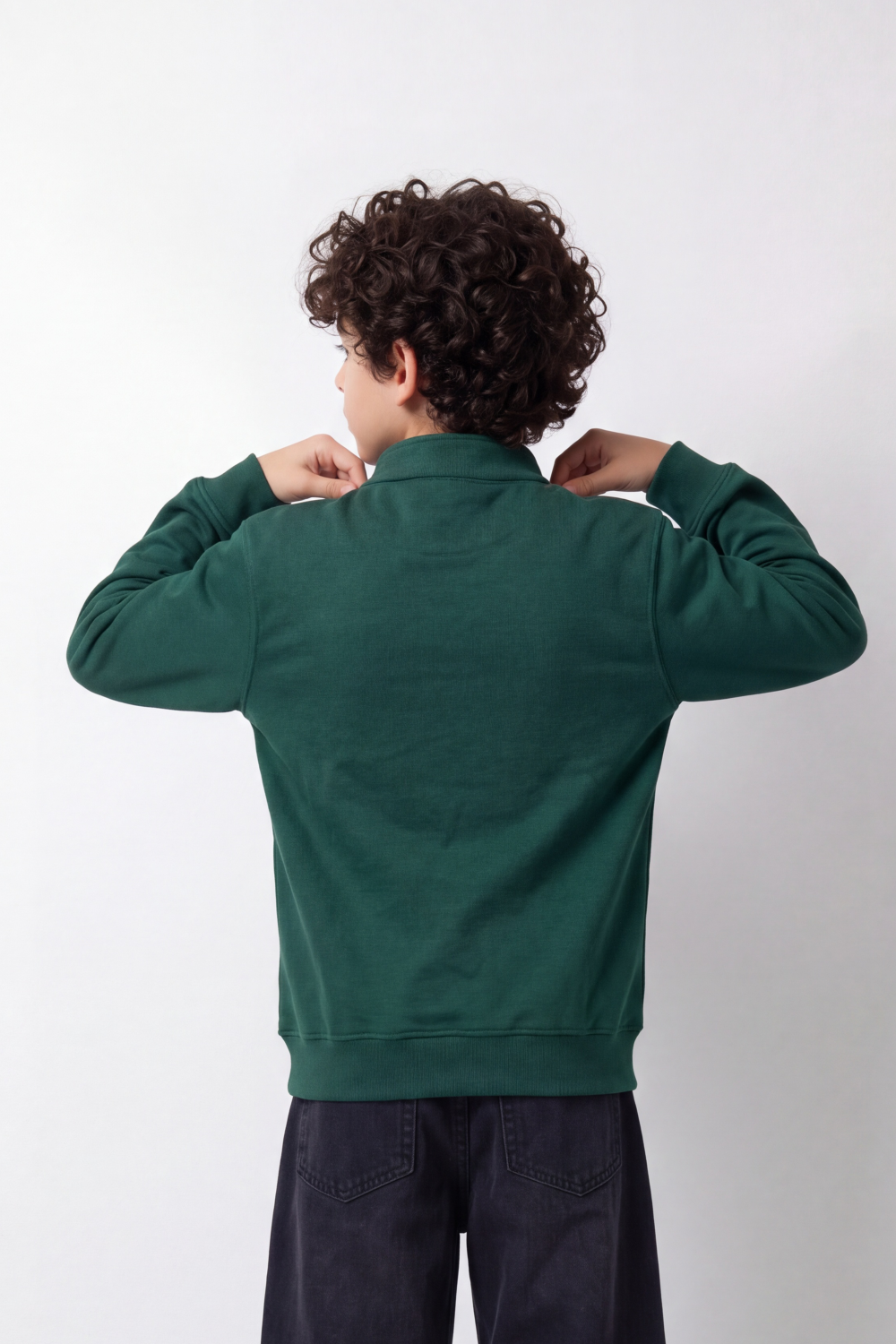 Boy's Tomato Store Winter Fleece Pullover Round Neck Long Sleeve Half-Zip Detail Tennis Club Typography Front Graphic Oversize