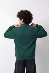 Boy's Tomato Store Winter Fleece Pullover Round Neck Long Sleeve Half-Zip Detail Tennis Club Typography Front Graphic Oversize
