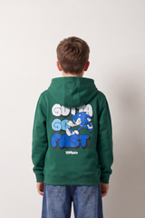 Boy's Tomato Store Winter Fleece Zip Hoodie Long Sleeve Sonic Front Sleeve And Back Graphics Slim Fit