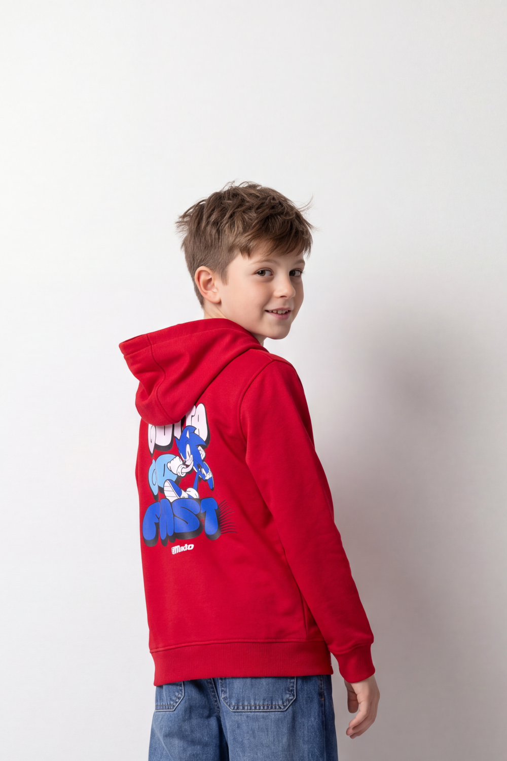 Boy's Tomato Store Winter Fleece Zip Hoodie Long Sleeve Sonic Front Sleeve And Back Graphics Slim Fit