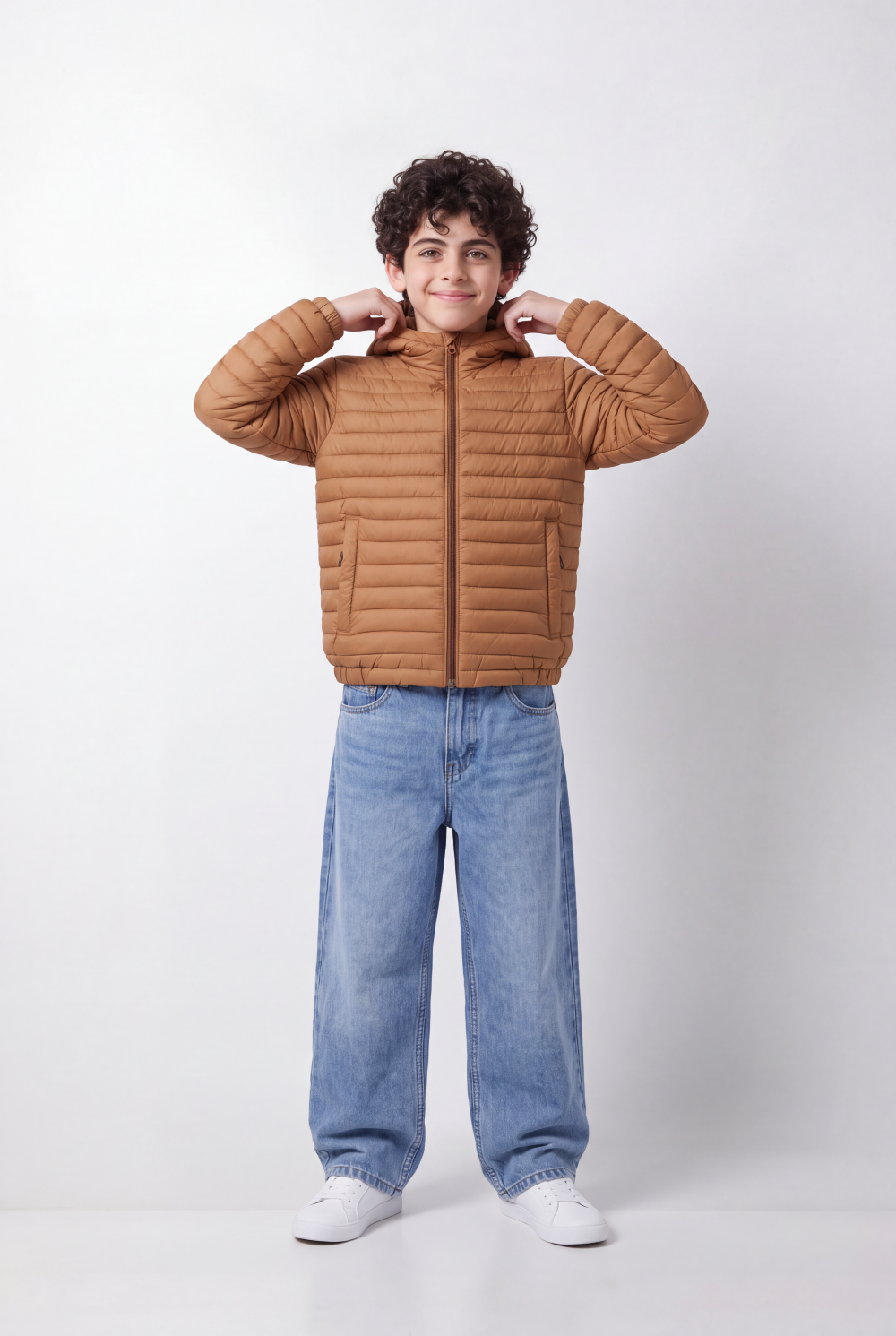 Boy's Tomato Store Jacket Padding Waterproof High Collar Zip Front Side Pocket Detail