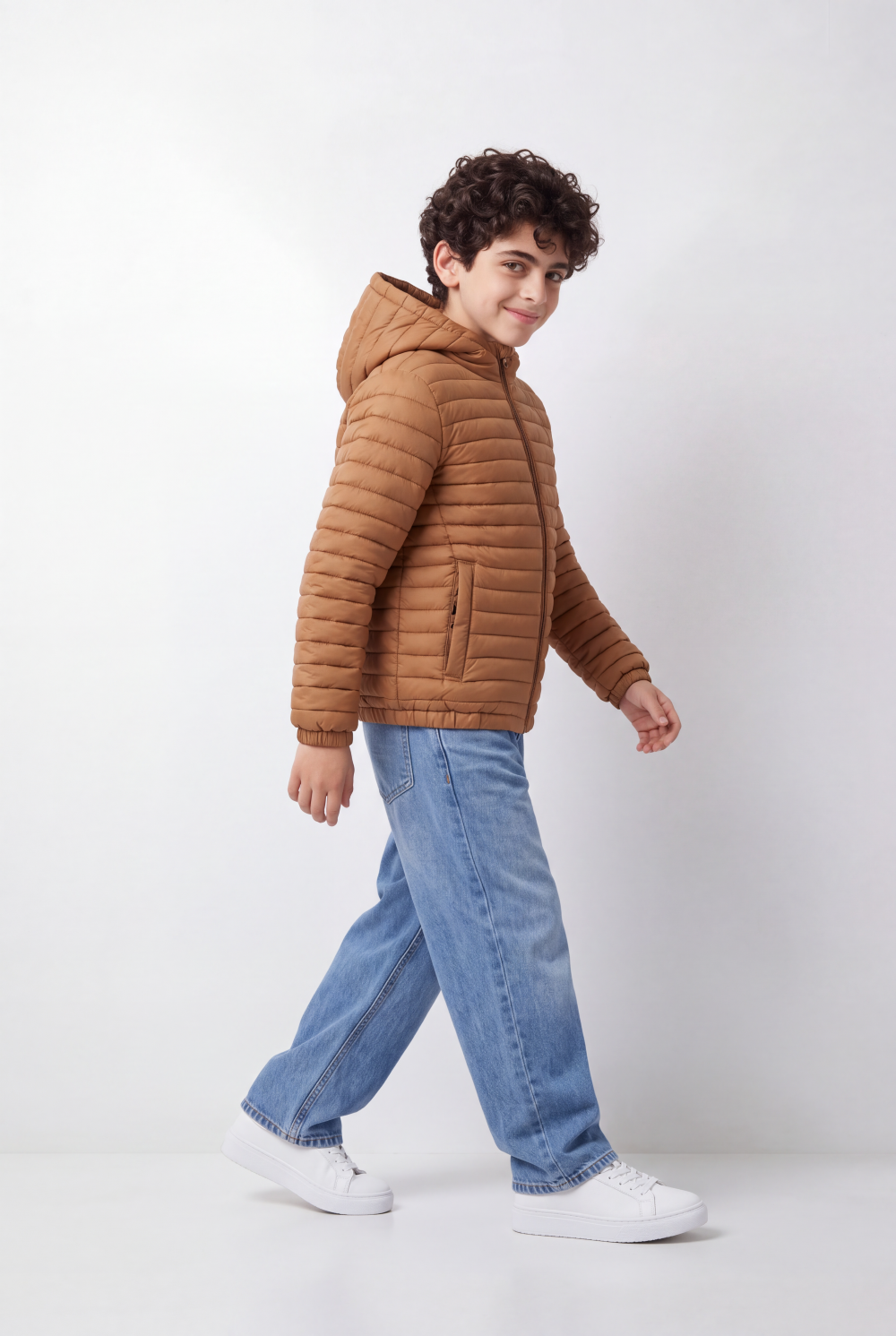 Boy's Tomato Store Jacket Padding Waterproof High Collar Zip Front Side Pocket Detail