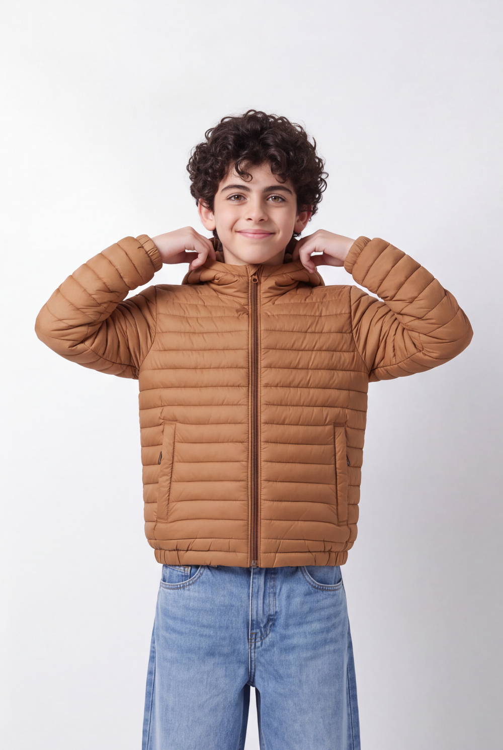 Boy's Tomato Store Jacket Padding Waterproof High Collar Zip Front Side Pocket Detail