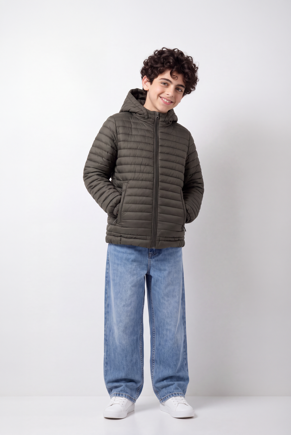 Boy's Tomato Store Jacket Padding Waterproof High Collar Zip Front Side Pocket Detail