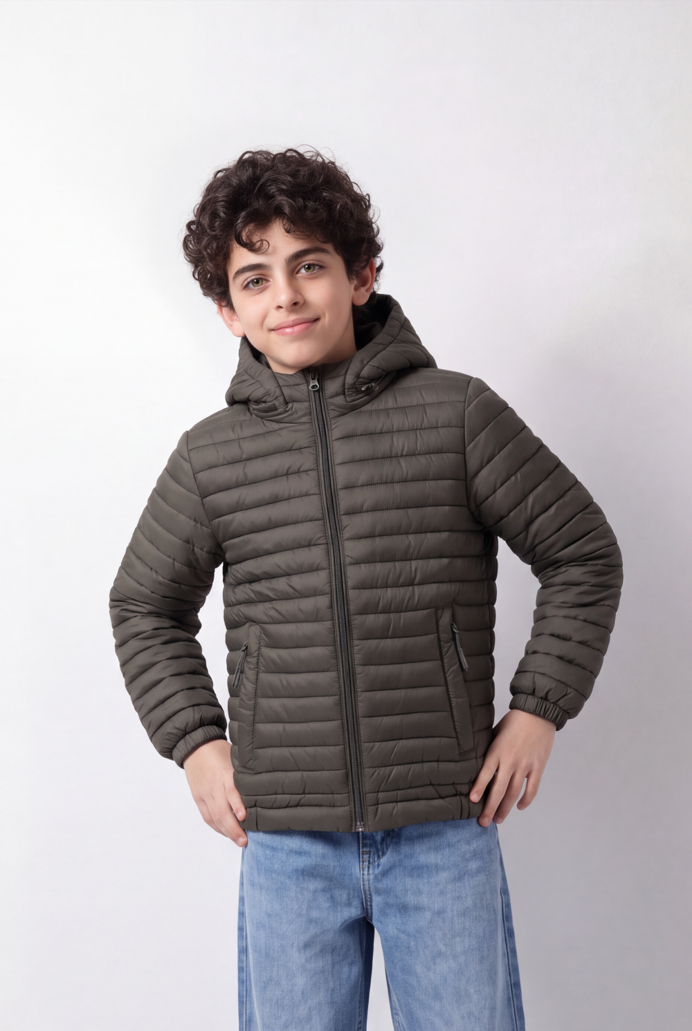 Boy's Tomato Store Jacket Padding Waterproof High Collar Zip Front Side Pocket Detail
