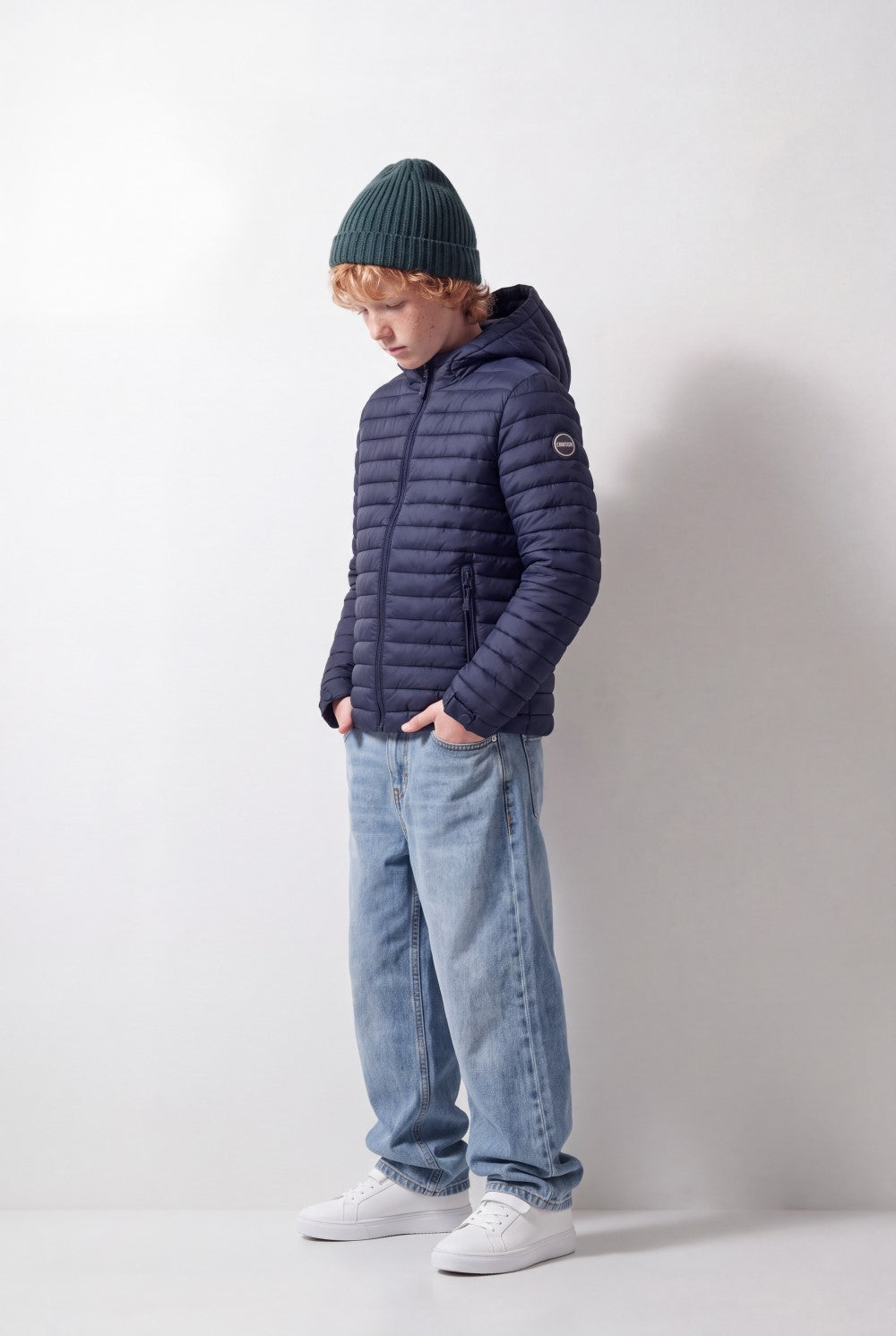 Boy's Tomato Store Puffer Jacket Hooded Design Horizontal Quilted Panels Full-Zip Waterproof