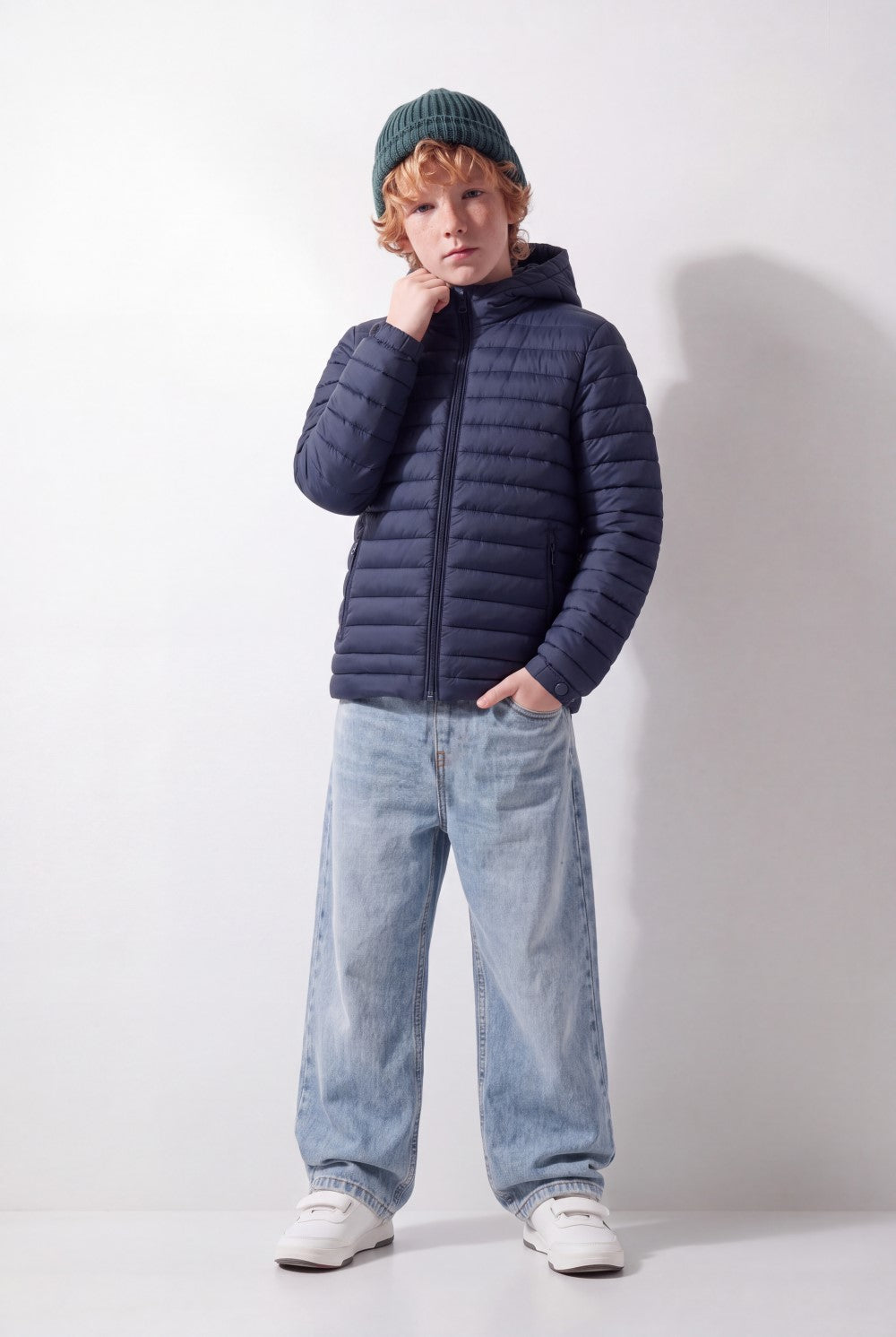 Boy's Tomato Store Puffer Jacket Hooded Design Horizontal Quilted Panels Full-Zip Waterproof
