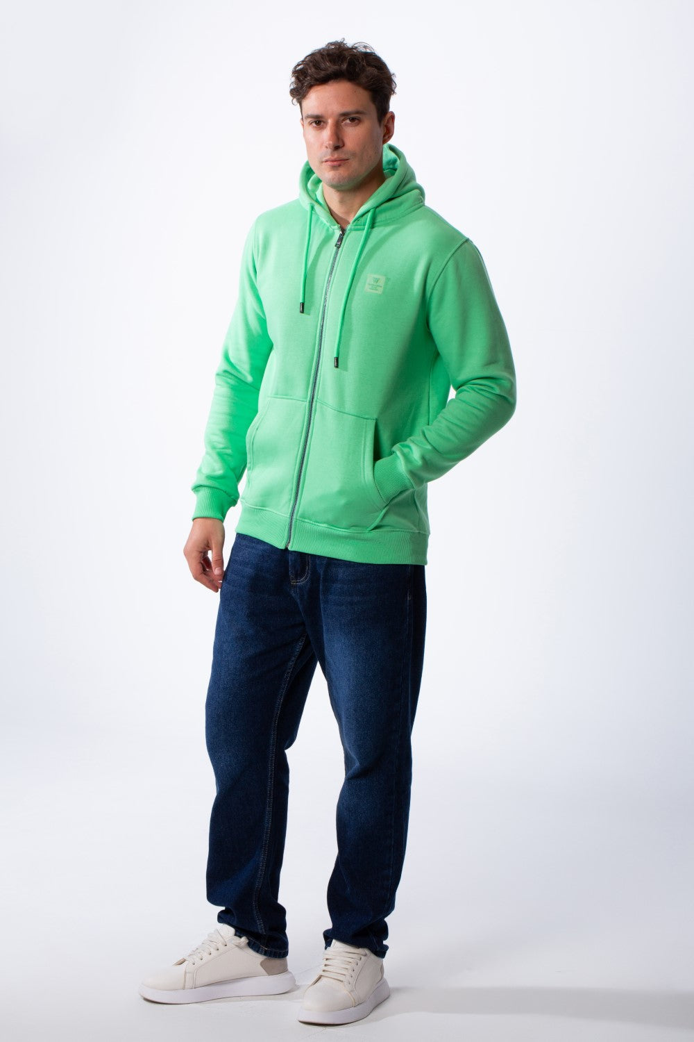 Men's Zip-Up Side Pockets Long Sleeves Practical Everyday Wear Hood Slim Fit Sweatshirt