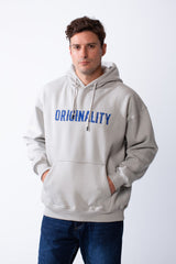 Men's Hood Design With Pack Textured Text Print Front Embroidered Text Long Sleeves Slim Fit Melton Sweatshirt