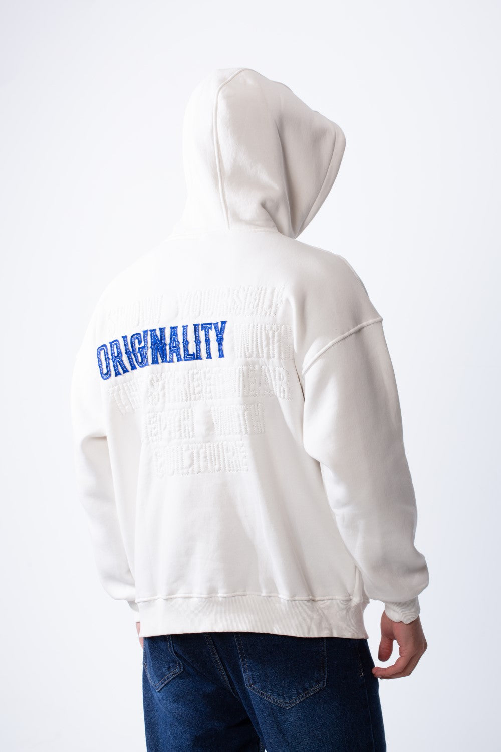 Men's Hood Design With Pack Textured Text Print Front Embroidered Text Long Sleeves Slim Fit Melton Sweatshirt