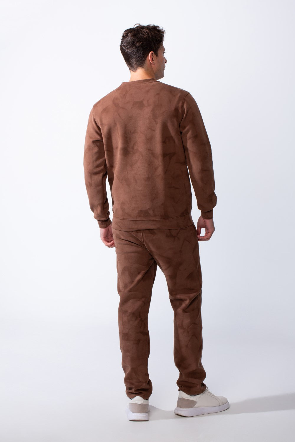Men's Two-Piece Long Sleeves Crew Neck With Marble Pattern Slim Fit Melton Comfy Casual Daily Wear Out Fit