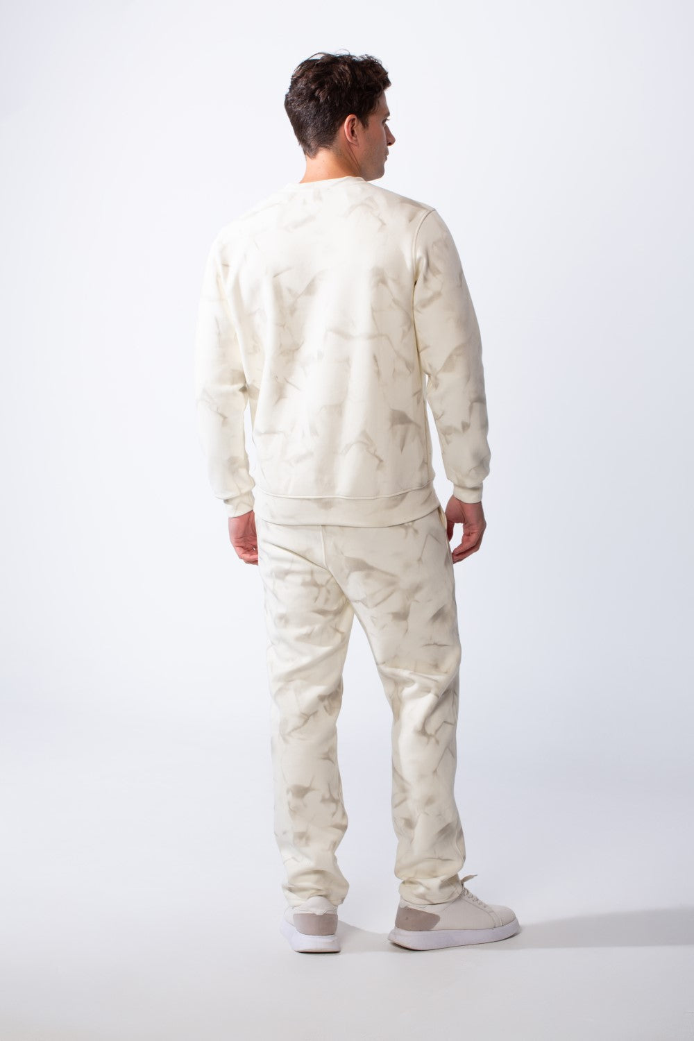 Men's Two-Piece Long Sleeves Crew Neck With Marble Pattern Slim Fit Melton Comfy Casual Daily Wear Out Fit