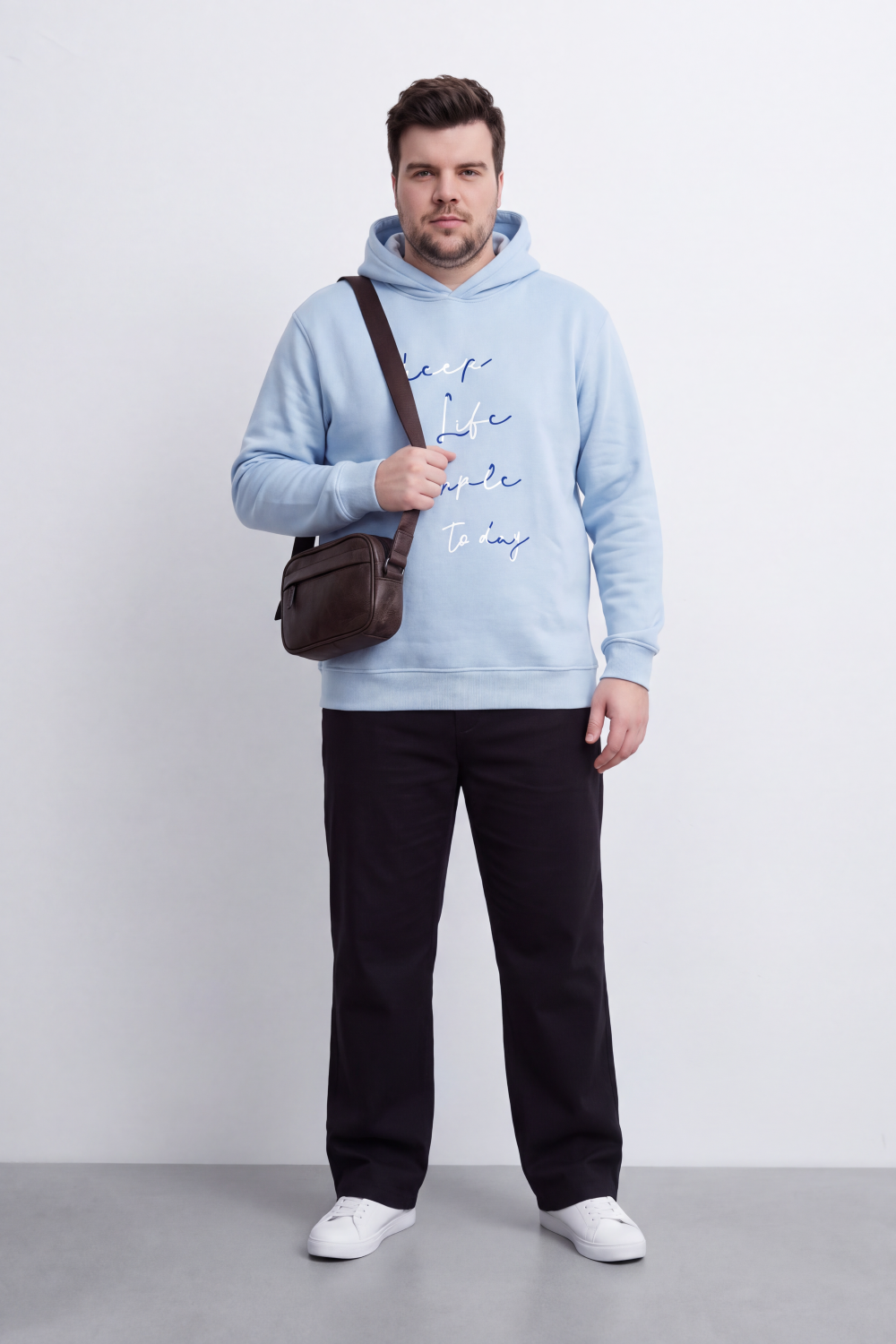 Men's Tomato Store Big Size Hood Sweatshirt Keep Life Simple Script Graphic Kangaroo Pocket