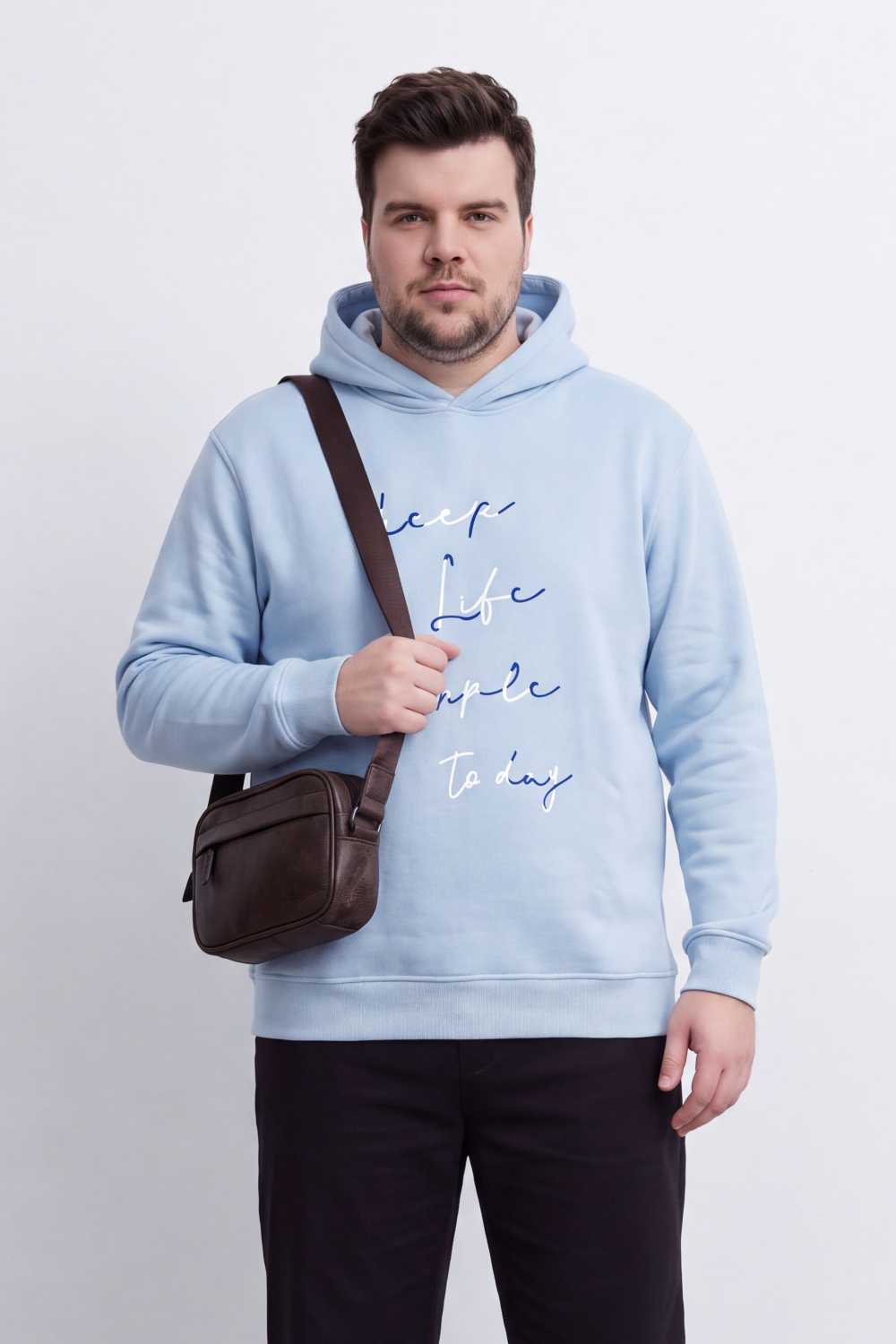 Men's Tomato Store Big Size Hood Sweatshirt Keep Life Simple Script Graphic Kangaroo Pocket