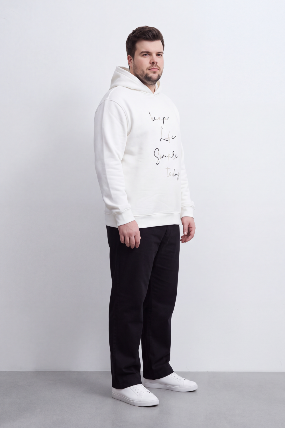Men's Tomato Store Big Size Hood Sweatshirt Keep Life Simple Script Graphic Kangaroo Pocket