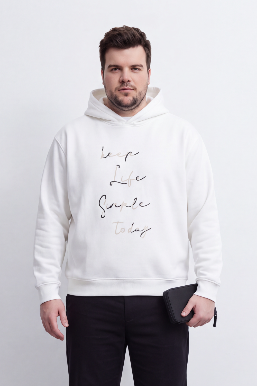 Men's Tomato Store Big Size Hood Sweatshirt Keep Life Simple Script Graphic Kangaroo Pocket