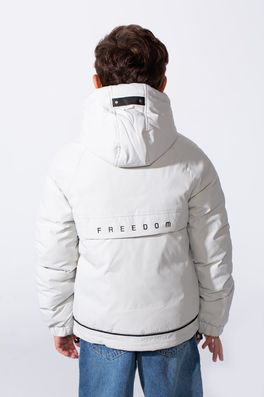 Boy's High-Neck Side Print With Pockets Long Sleeve Hooded Thermal Modern Jacket
