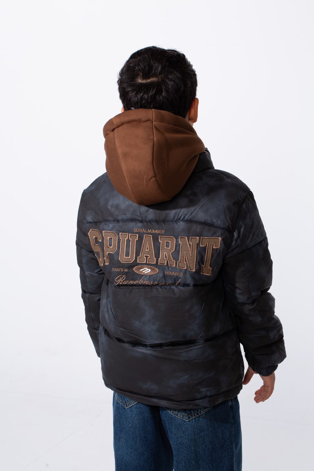 Boy's Double Layer Printed With Snap Button And Full Zip Hooded Jacket