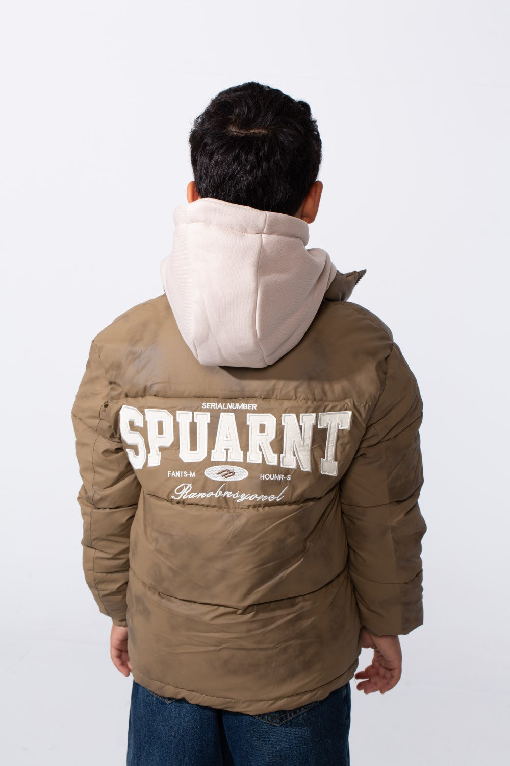 Boy's Double Layer Printed With Snap Button And Full Zip Hooded Jacket