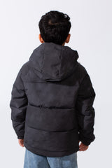 Boy's Long Sleeve High Neck Full-Zip With Snap Buttons Practical Front Pockets Buffer Thermal Waterproof Hooded Jacket