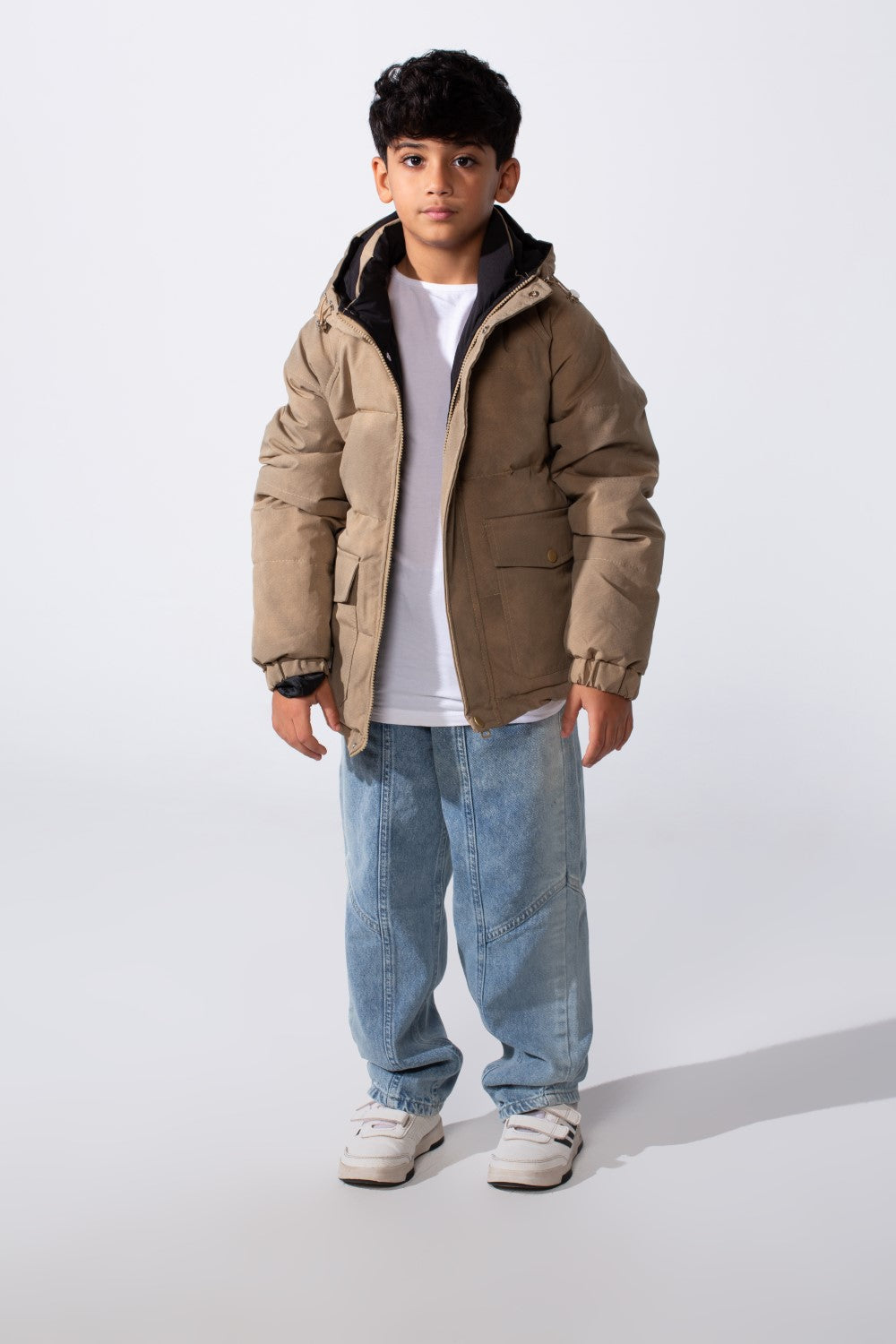 Boy's Long Sleeve High Neck Full-Zip With Snap Buttons Practical Front Pockets Buffer Thermal Waterproof Hooded Jacket