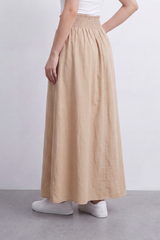 Women’s Tomato Store Smocked Drift Maxi Skirt Crinkle Plain Surface Falls From A Stretch Waist Into Full Flowing Volume