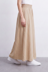 Women’s Tomato Store Smocked Drift Maxi Skirt Crinkle Plain Surface Falls From A Stretch Waist Into Full Flowing Volume