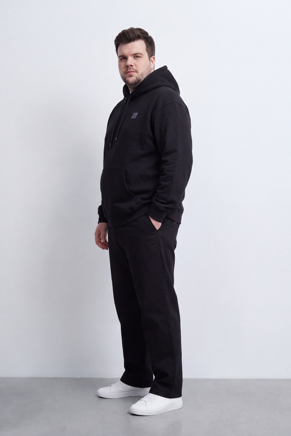 Men's Tomato Store Brushed Fleece Big Size Hoodie Logo Patch Detail Hood Kangaroo Pocket Summer Melton Slim Fit