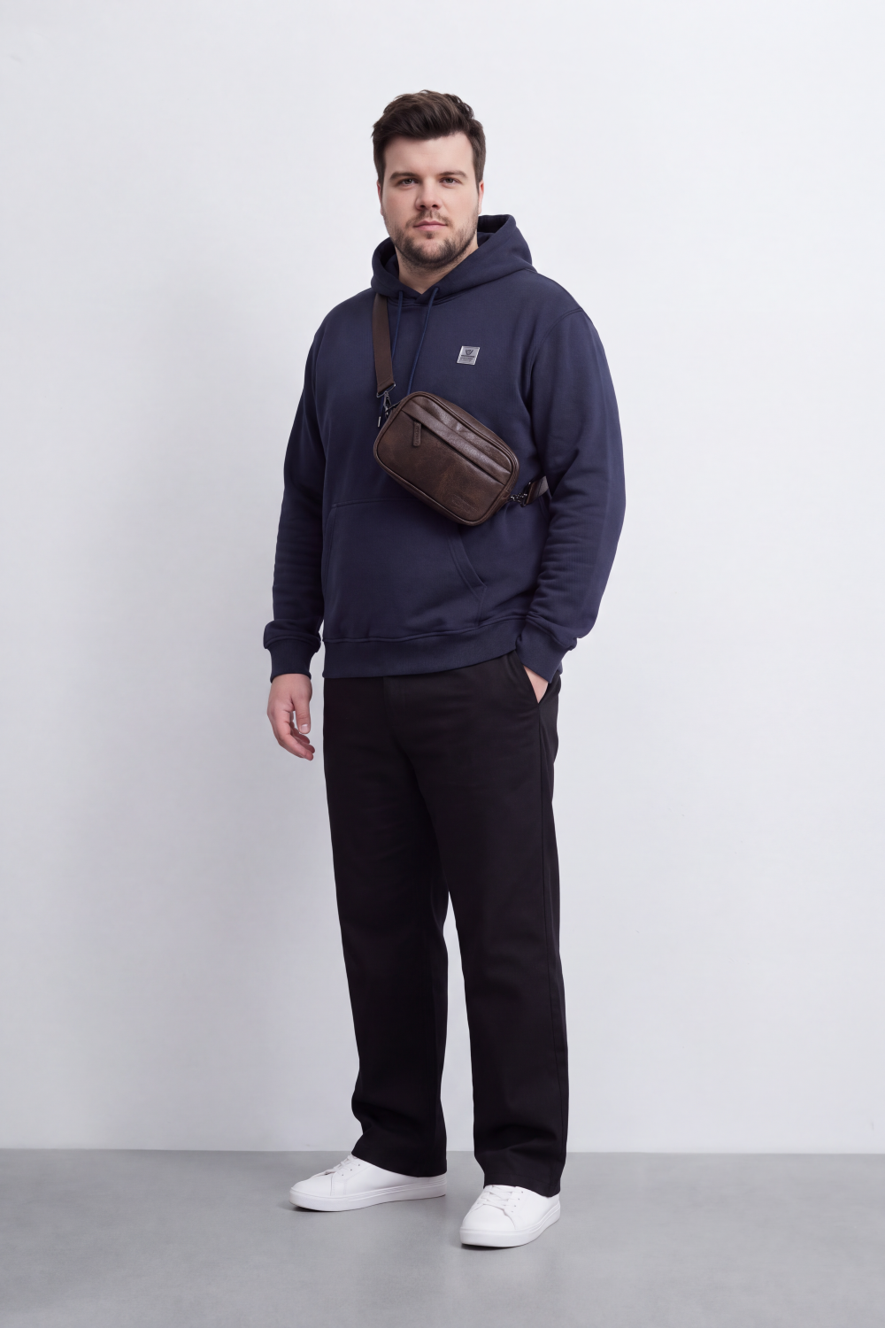 Men's Tomato Store Brushed Fleece Big Size Hoodie Logo Patch Detail Hood Kangaroo Pocket Summer Melton Slim Fit