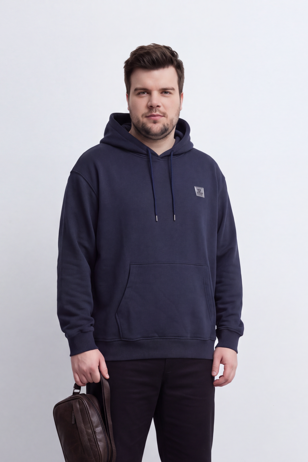 Men's Tomato Store Brushed Fleece Big Size Hoodie Logo Patch Detail Hood Kangaroo Pocket Summer Melton Slim Fit
