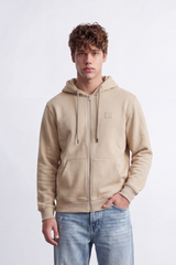 Men's Tomato Store Sweatshirt Hood Full-Zip Chest Patch Split Kangaroo Pockets Slim Fit