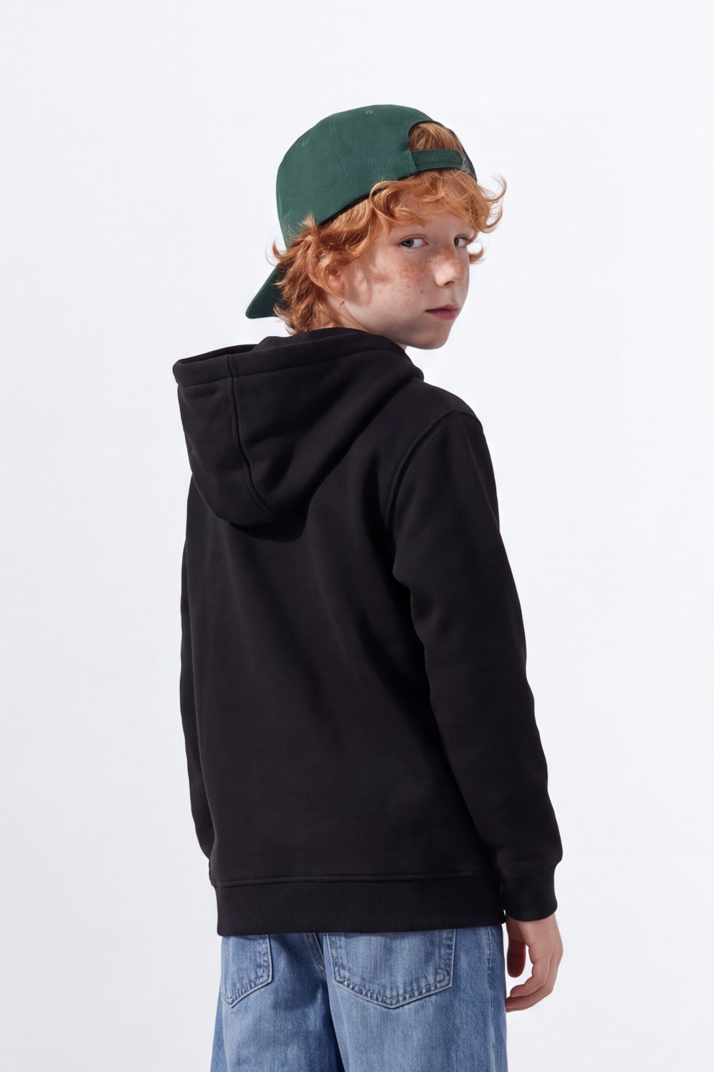 Boy's Tomato Store Melton Slim Fit Zip Sweatshirt  Hood Chest Patch Split Kangaroo Pockets