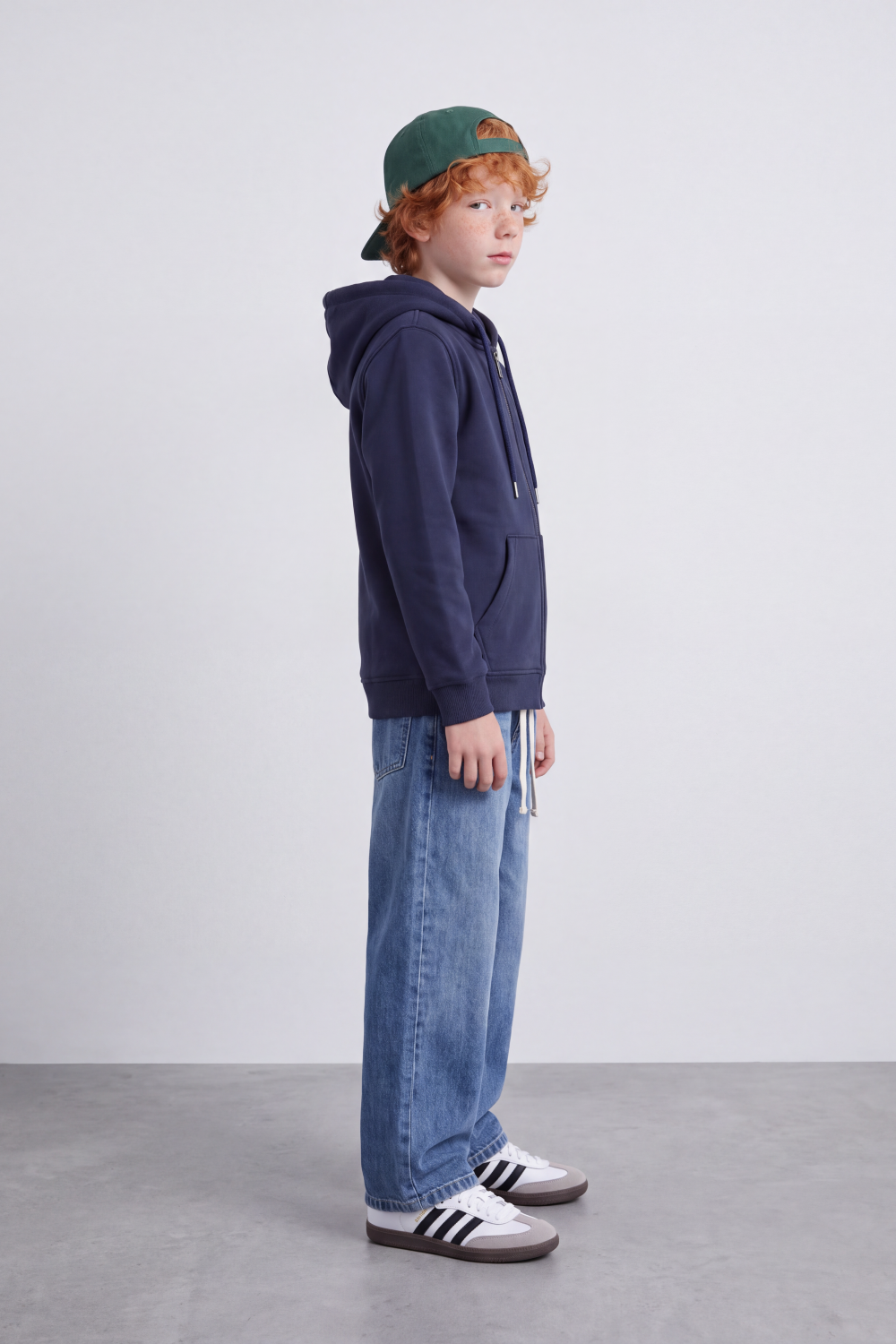 Boy's Tomato Store Melton Slim Fit Zip Sweatshirt  Hood Chest Patch Split Kangaroo Pockets