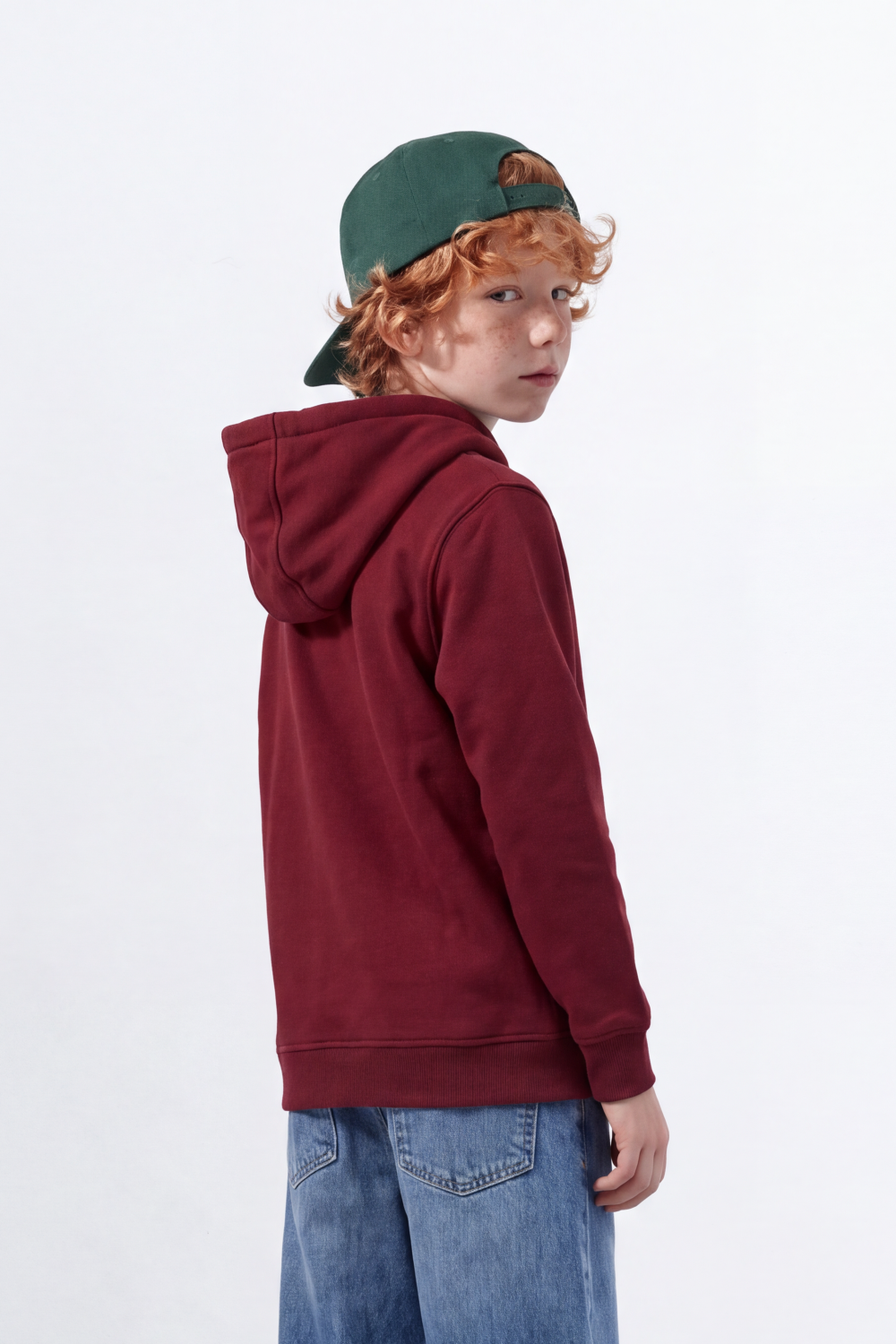 Boy's Tomato Store Melton Slim Fit Zip Sweatshirt  Hood Chest Patch Split Kangaroo Pockets