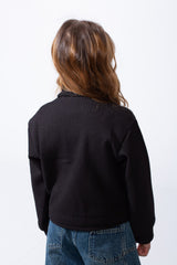 Girl’s Slim Fit Front Button Pockets Utility Jacket With Textured Fabric And Zip Closure