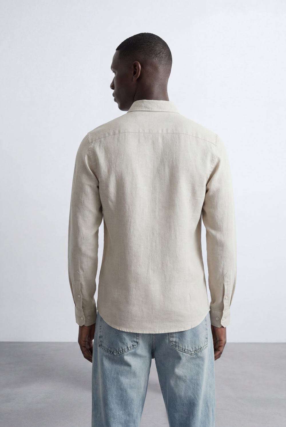 Men’s Tomato Store Tailored Regular Fit Long Sleeve Breathable Fabric Linen Blend Shirt