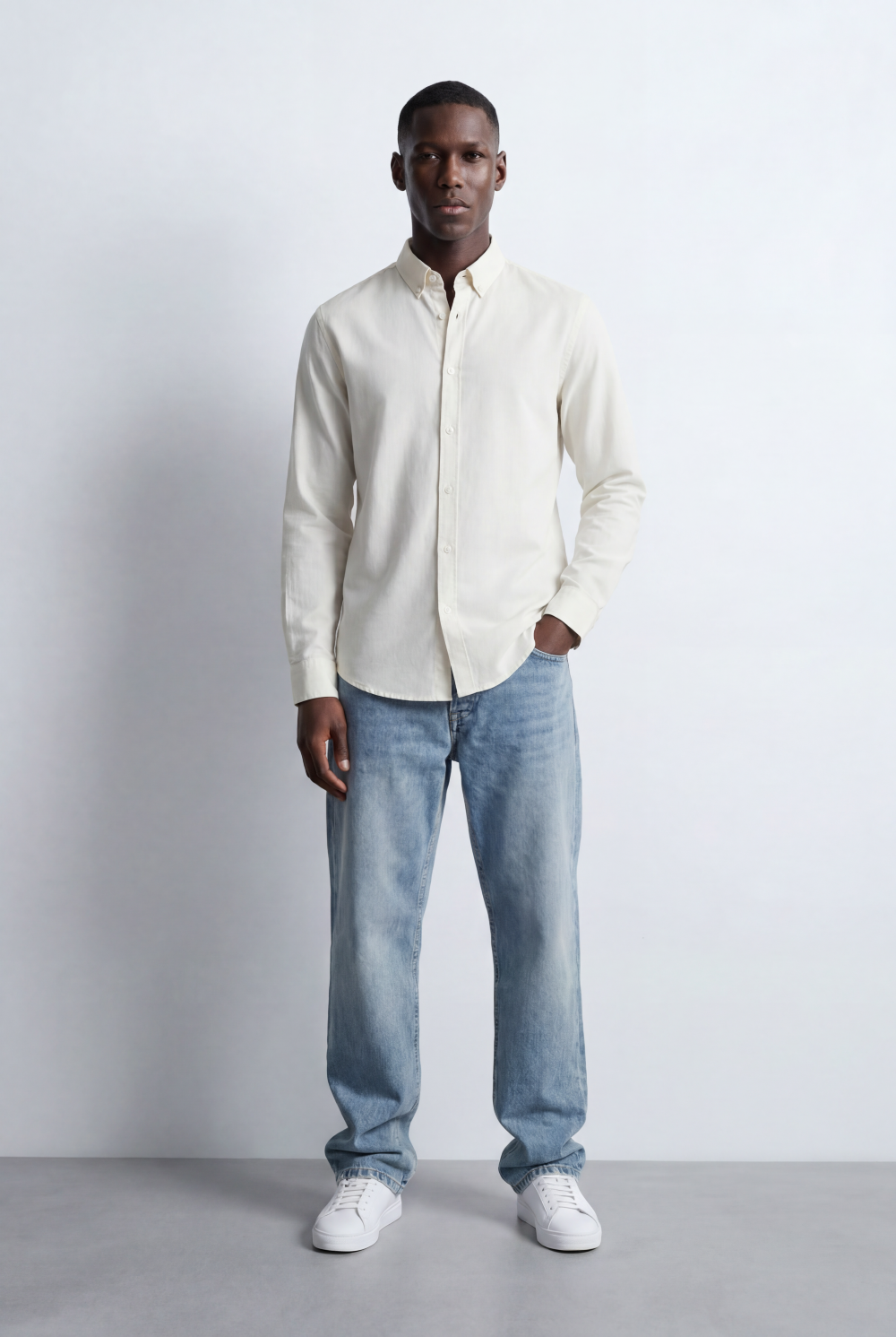 Men’s Tomato Store Tailored Regular Fit Long Sleeve Breathable Fabric Linen Blend Shirt